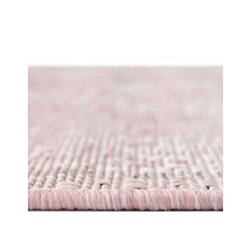Unique Loom Outdoor Traditional Collection Area Rug - Valeria (6' 1" x 9' Rectangle, Pink/ Ivory)