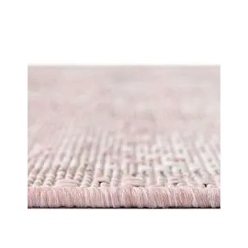 Unique Loom Outdoor Traditional Collection Area Rug - Valeria (6' 1" x 9' Rectangle, Pink/ Ivory)