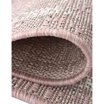 Unique Loom Outdoor Traditional Collection Area Rug - Valeria (6' 1" x 9' Rectangle, Pink/ Ivory)