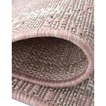 Unique Loom Outdoor Traditional Collection Area Rug - Valeria (6' 1" x 9' Rectangle, Pink/ Ivory)