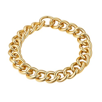 GOLDCHIC JEWELRY Chunky Choker Chain Necklace - 23mm Short Chain Gold