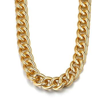 Gold Chunky Choker Chain Necklace for Women, 23mm Stylish Design