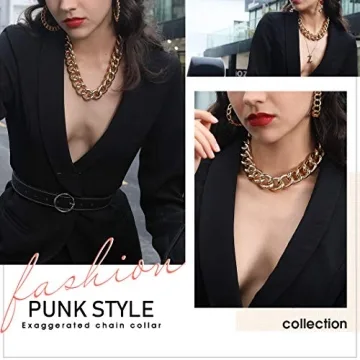 Gold Chunky Choker Chain Necklace for Women, 23mm Stylish Design