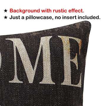 TRENDIN Decorative Throw Pillow Cover 20x12 inch Rustic Look Black Welcome to Our Porch Cushion Case Rectangular Shape PL347TR