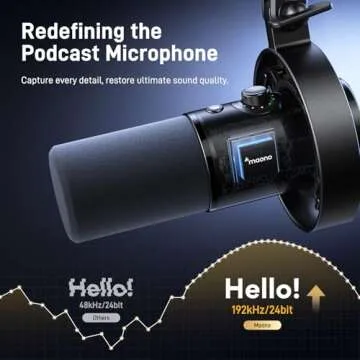 MAONO Dynamic Microphone-XLR USB Podcast Recording Mic: for Vocal Recording, Content Creation, Home Studio, Voiceover, with 192kHz/24bit, Noise Reduction, Mic Gain, Monitoring, Mute (PD300X)