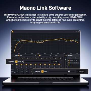 MAONO Dynamic Microphone-XLR USB Podcast Recording Mic: for Vocal Recording, Content Creation, Home Studio, Voiceover, with 192kHz/24bit, Noise Reduction, Mic Gain, Monitoring, Mute (PD300X)