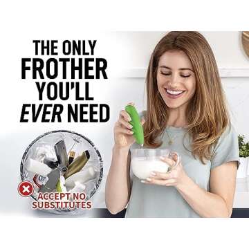 Zulay Kitchen Powerful Milk Frother Wand - Ultra Fast Handheld Drink Mixer - Electric Whisk Foam Maker for Coffee, Lattes, Cappuccino, Frappe, Matcha & Coffee Creamer - Milk Boss Clover Green