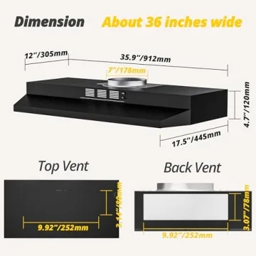 36 inch FIREGAS Black Range Hood - Ducted/Ductless