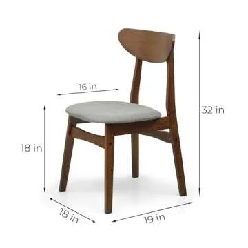 Wickerix Dining Room Set of 4 Yumiko Chairs and Round Dining Table Kitchen Modern Solid Wood w/Padded Seat