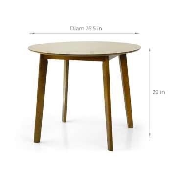 Wickerix Dining Room Set of 4 Yumiko Chairs and Round Dining Table Kitchen Modern Solid Wood w/Padded Seat