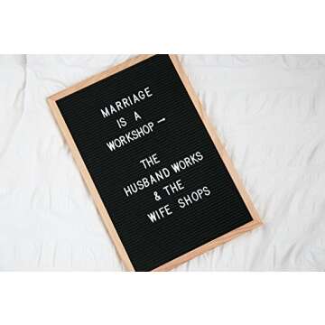 Word up Premium Felt Letter Board (12x18, Reversible/Two Sided Oak Frame with White and Black Felt) Comes with Black and White Characters and Emojis