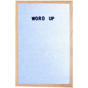 Word up Premium Felt Letter Board (12x18, Reversible/Two Sided Oak Frame with White and Black Felt) Comes with Black and White Characters and Emojis