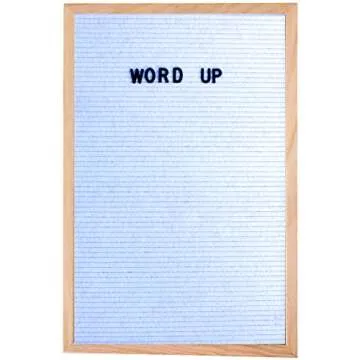 Word up Premium Felt Letter Board (12x18, Reversible/Two Sided Oak Frame with White and Black Felt) Comes with Black and White Characters and Emojis