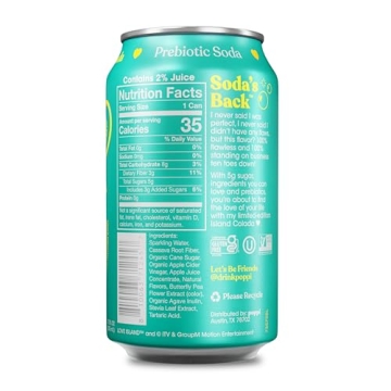 Poppi Sparkling Prebiotic Soda with Apple Cider Vinegar, Amaya’s Island Colada, 12 Pack of 12 oz C...