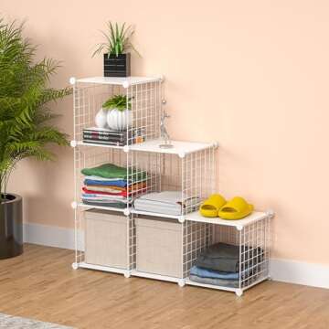 TUMUCUTE Closet Organizer,6-Cube Closet Organizers and Storage,Closet Cabinet Metal Shelf Rack Storage Shelves Bookshelf,Toy Organizers and Storage Bins