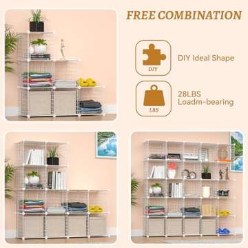 TUMUCUTE Closet Organizer,6-Cube Closet Organizers and Storage,Closet Cabinet Metal Shelf Rack Storage Shelves Bookshelf,Toy Organizers and Storage Bins