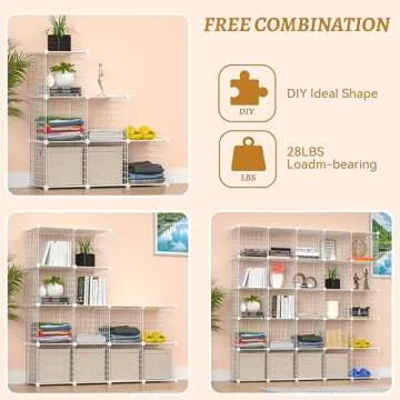 TUMUCUTE Closet Organizer,6-Cube Closet Organizers and Storage,Closet Cabinet Metal Shelf Rack Storage Shelves Bookshelf,Toy Organizers and Storage Bins
