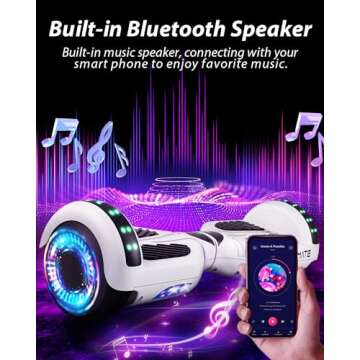 SIMATE Hoverboard, 6.5" Self Balancing Hover Boards with Bluetooth and LED Light Wheels | Top 8.5mph & 8.5 Miles Range Power by Dual 250W Motor, Gifts for Kids Adults