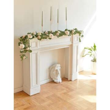 MISSPIN 2pcs Artificial Flowers Garland Spring Eucalyptus Garland Vintage Fake Flower Peony Rose Vine Greenery Decorative Wall Hanging Plant for Wedding Arch Door Arrangement Party Decor