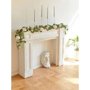 MISSPIN 2pcs Artificial Flowers Garland Spring Eucalyptus Garland Vintage Fake Flower Peony Rose Vine Greenery Decorative Wall Hanging Plant for Wedding Arch Door Arrangement Party Decor