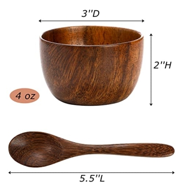 Lyellfe Acacia Wooden Bowls Set with Spoons for Dips