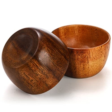 Lyellfe Acacia Wooden Bowls Set with Spoons for Dips