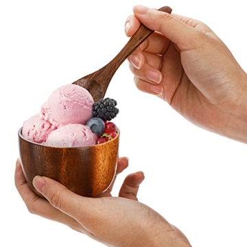 Lyellfe Acacia Wooden Bowls Set with Spoons for Dips