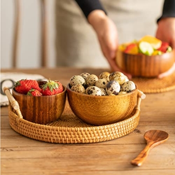 Lyellfe Acacia Wooden Bowls Set with Spoons for Dips