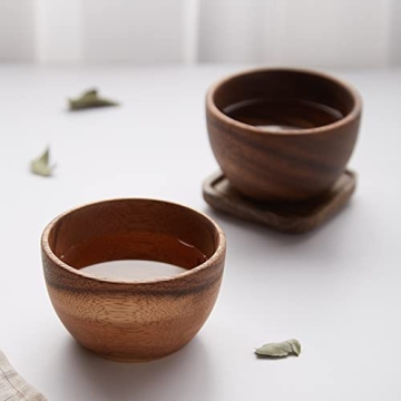 Lyellfe Acacia Wooden Bowls Set with Spoons for Dips