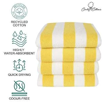 Beach Towel | 100% Cotton Cabana Stripe Beach Towels 60 x 30 Inch| Quick Dry, Lightweight Pack of 4 ...
