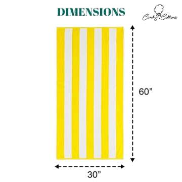Beach Towel | 100% Cotton Cabana Stripe Beach Towels 60 x 30 Inch| Quick Dry, Lightweight Pack of 4 Large Bath Towel for Beach, Pool, Bathroom, SPA,Gym,Yoga and Beach Blanket|Yellow