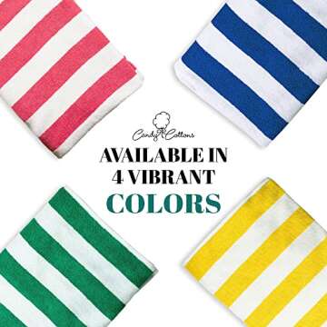 Beach Towel | 100% Cotton Cabana Stripe Beach Towels 60 x 30 Inch| Quick Dry, Lightweight Pack of 4 Large Bath Towel for Beach, Pool, Bathroom, SPA,Gym,Yoga and Beach Blanket|Yellow