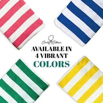 Beach Towel | 100% Cotton Cabana Stripe Beach Towels 60 x 30 Inch| Quick Dry, Lightweight Pack of 4 Large Bath Towel for Beach, Pool, Bathroom, SPA,Gym,Yoga and Beach Blanket|Yellow