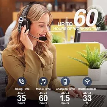Trucker Bluetooth Headset with AI Noise Canceling for Drivers