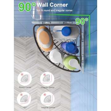 SMARTAKE 2-Pack Corner Shower Caddy Deep Basket Design, SUS304 Stainless Steel, Wall Mounted Bathroo...