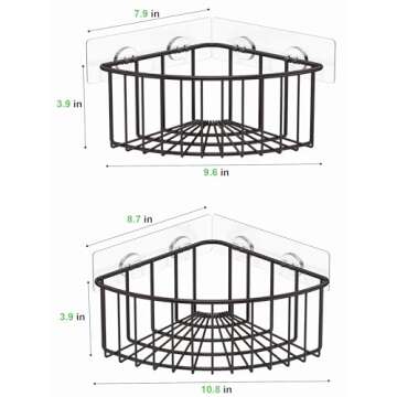 SMARTAKE 2-Pack Corner Shower Caddy Deep Basket Design, SUS304 Stainless Steel, Wall Mounted Bathroom Shelf with Adhesive, Storage Organizer for Toilet, Dorm and Kitchen (Bronze)