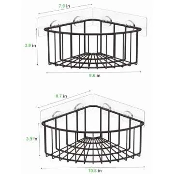 SMARTAKE 2-Pack Corner Shower Caddy Deep Basket Design, SUS304 Stainless Steel, Wall Mounted Bathroom Shelf with Adhesive, Storage Organizer for Toilet, Dorm and Kitchen (Bronze)