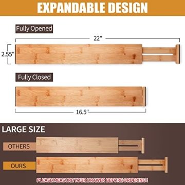 Toydoooco Bamboo Drawer Dividers for Organized Spaces