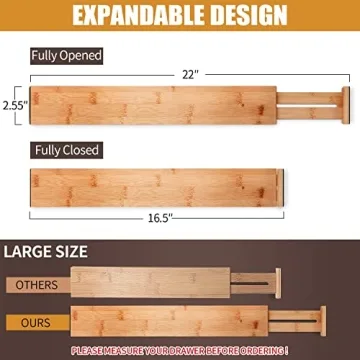 Toydoooco Bamboo Drawer Dividers for Organized Spaces