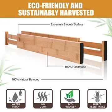Toydoooco Bamboo Drawer Dividers for Organized Spaces
