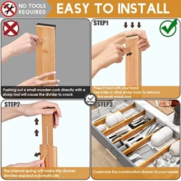 Toydoooco Bamboo Drawer Dividers for Organized Spaces