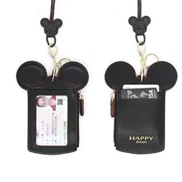 QiMing Mouse Ears Card Holder for Women and Girls