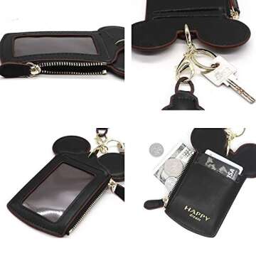 QiMing Mouse Ears Card Holder for Women and Girls