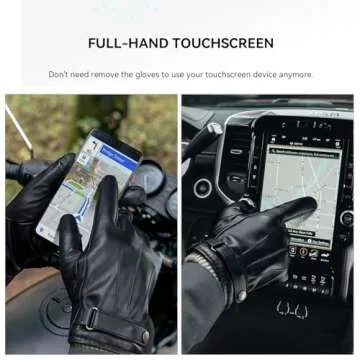 OZERO Mens Winter Gloves Nappa Leather Warm Wool Touchscreen Dress Glove - Thermal Gifts for Dad or Husband