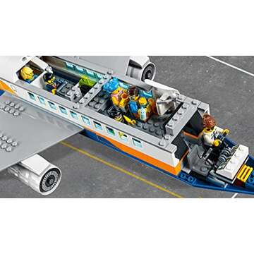 LEGO City Passenger Airplane 60262, with Radar Tower, Airport Truck with a Car Elevator, Red Convertible, 4 Passenger and 4 Airport Staff Minifigures, Plus a Baby Figure (669 Pieces)