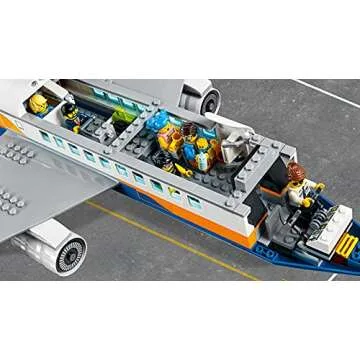 LEGO City Passenger Airplane 60262, with Radar Tower, Airport Truck with a Car Elevator, Red Convertible, 4 Passenger and 4 Airport Staff Minifigures, Plus a Baby Figure (669 Pieces)