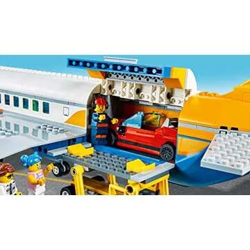 LEGO City Passenger Airplane 60262, with Radar Tower, Airport Truck with a Car Elevator, Red Convertible, 4 Passenger and 4 Airport Staff Minifigures, Plus a Baby Figure (669 Pieces)