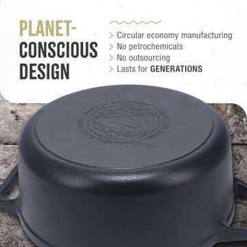 Victoria 6-Quart Cast Iron Dutch Oven with Lid and Dual Loop Handles, Seasoned with Flaxseed Oil, Made in Colombia,Black