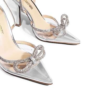 DREAM PAIRS Women's High Heels Destiny Closed Toe Strappy Heels Sexy Rhinestone Ankle Strap Pumps Wedding Bridal Party Dress Shoes Destiny,Size 7,Silver-Clear,SDPU2208W