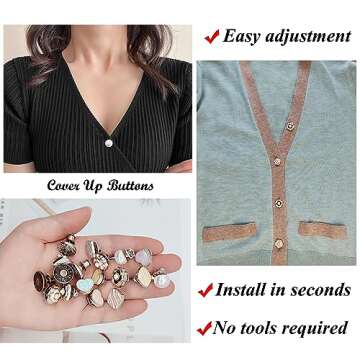 ZLMCUJE 18 Sets Instant Buttons, No Sew Button Pins for Quick Fashion Fixes